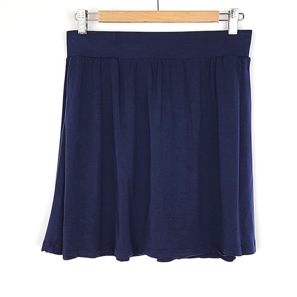 TART Women's Navy Blue A-Line Midi Skirt Flowy Pockets Size Medium
